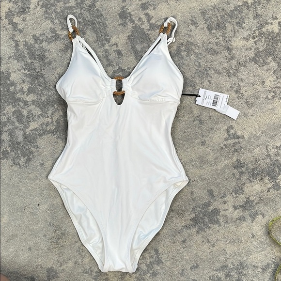 NWT Robin Piccone Margot Lingerie One Piece Swimsuit White Honeymoon Sz 8 - Picture 3 of 11